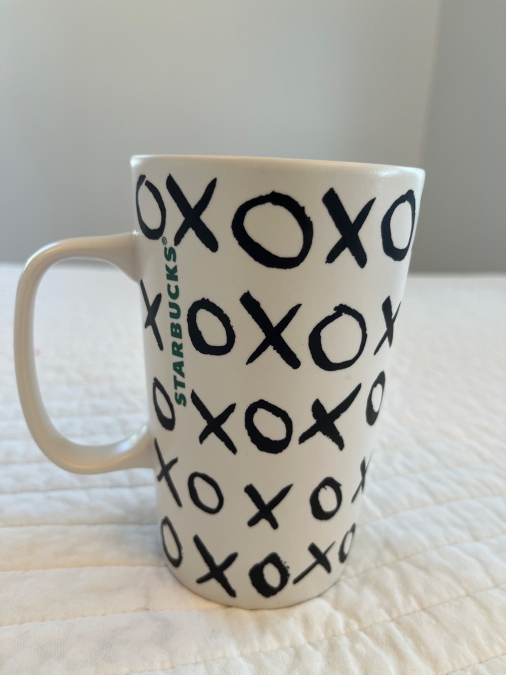 Starbucks White Mug with Black XOXO Pattern